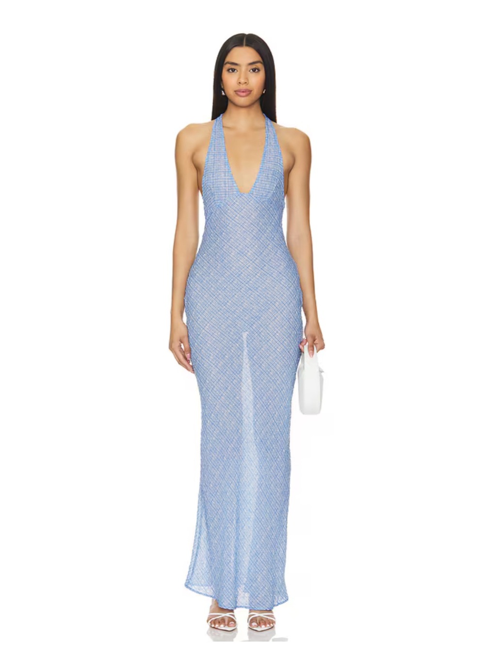Lioness Carrie Halter Dress in Blue Check